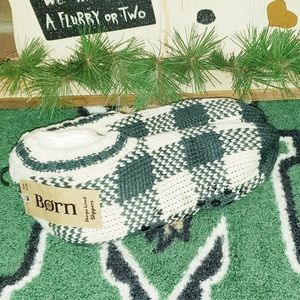 Born Green/Cream Sherpa Lined Slippers Booties